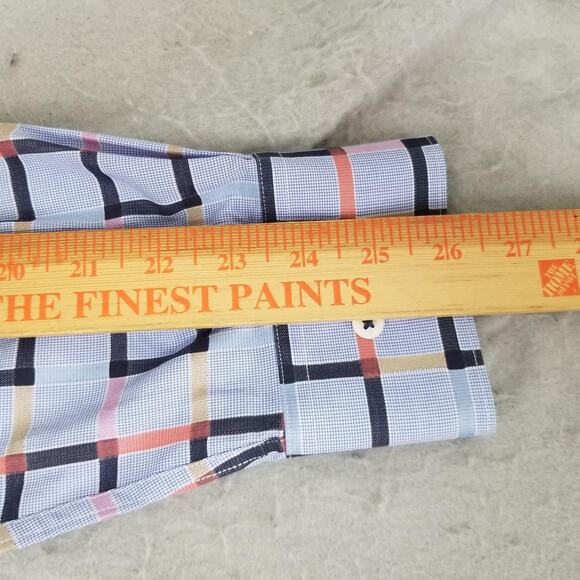 Bugatchi Uomo Shirt Mens Large Blue Multicolor Plaid Classic Fit Contrast Cuff - Picture 9 of 13